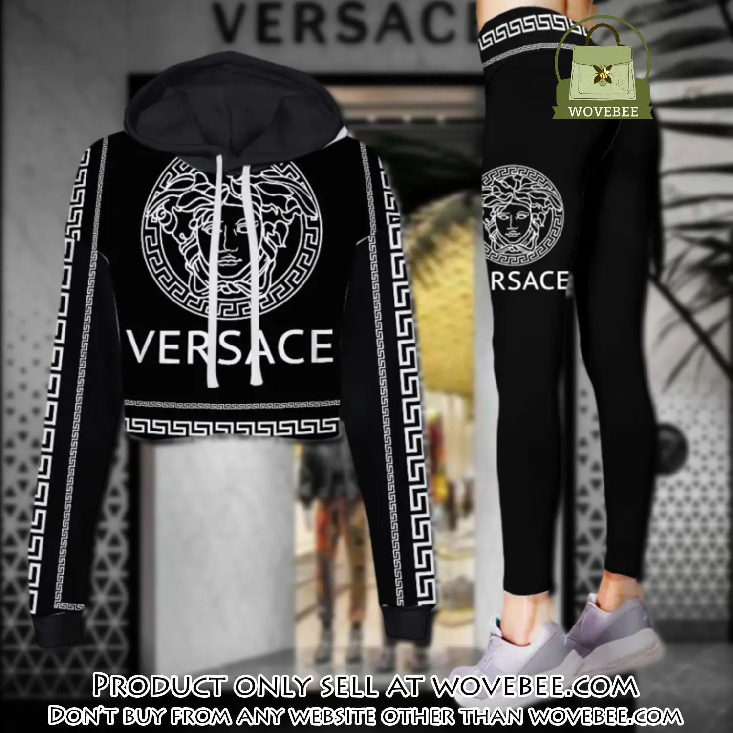 Versace medusa white logo luxury brand clothes leggings and crop top set for women wvb5902007